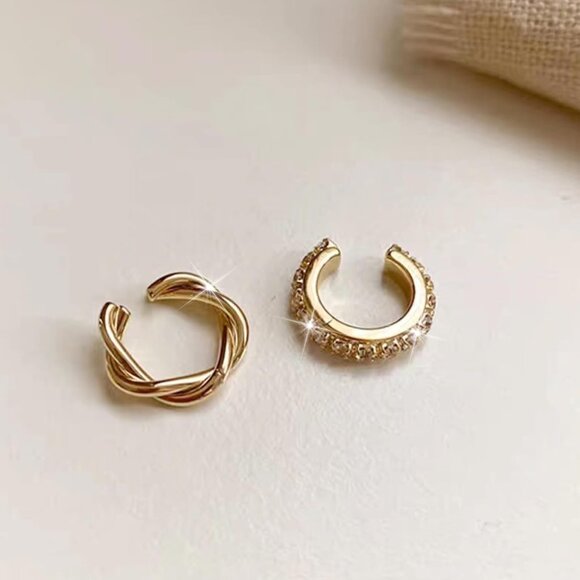 Gold Chain Non Piercing Rhinestone Star Clip on Earring Cartilage Jewelryt Gift - Picture 6 of 6